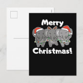 クリスマスの動物たち 象 楽しい シーズンポストカード (正面/裏面)