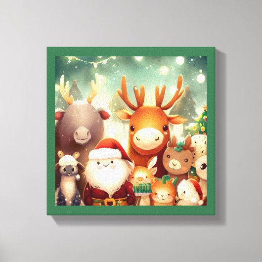 クリスマスの動物たち 8 キャンバスプリント (正面)