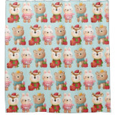 クリスマスの動物のフェスティバル衣装パターン シャワーカーテン (正面)