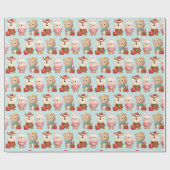 クリスマスの動物のフェスティバル衣装パターン ラッピングペーパー (フラット)