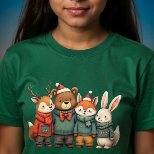 クリスマスの動物グループ Tシャツ