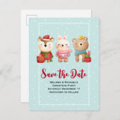 クリスマスの動物フェスティバルギア日付の保存 インビテーションポストカード (正面/裏面)