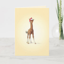 クリスマスの動物園のベビーのキリンのクリスマスカード シーズンカード