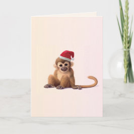 クリスマスの動物園のベビー猿のクリスマスカード シーズンカード