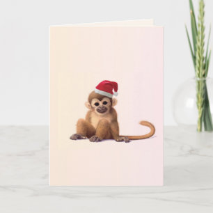 クリスマスの動物園のベビー猿のクリスマスカード シーズンカード