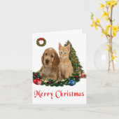 クリスマスの動物 カード (黄色い花)