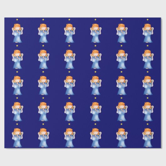 クリスマスの包むことを祈っている天使の女の子 ラッピングペーパー (フラット)