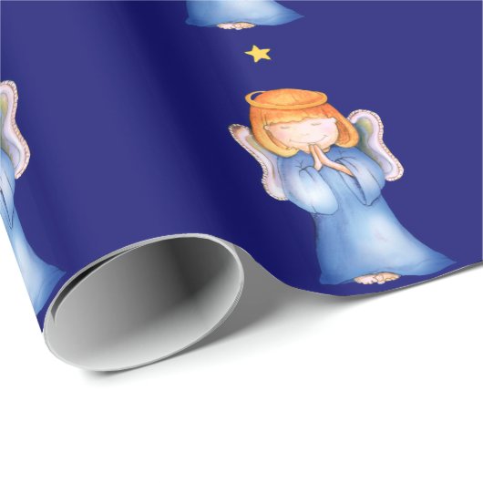 クリスマスの包むことを祈っている天使の女の子 ラッピングペーパー (ロールコーナー)