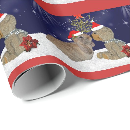 クリスマスの包装紙のバニー愛 ラッピングペーパー (ロールコーナー)