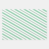 クリスマスの包装紙グリーンキャンディストライプー ラッピングペーパーシート (正面3)