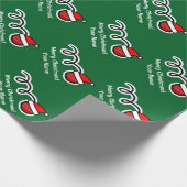 クリスマスの包装紙|サンタの帽子のクリケットボール ラッピングペーパー (角)