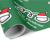 クリスマスの包装紙|サンタの帽子のラグビーのボール ラッピングペーパー (ロールコーナー)