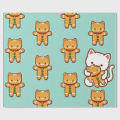 クリスマスの包装紙-空腹な猫のジンジャーブレッド ラッピングペーパー (フラット)