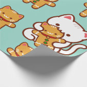 クリスマスの包装紙-空腹な猫のジンジャーブレッド ラッピングペーパー (角)