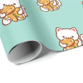 クリスマスの包装紙-空腹な猫のジンジャーブレッド ラッピングペーパー (ロールコーナー)