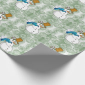 クリスマスの包装紙　雪だるま ラッピングペーパー (角)