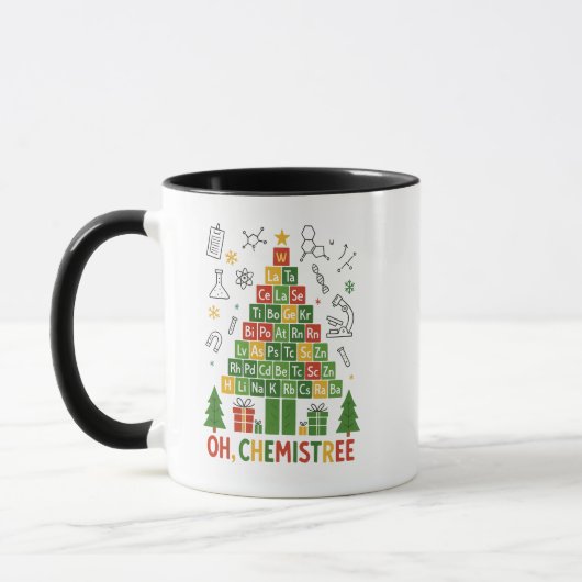 クリスマスの化学者ツリー - 面白い化学のホリデーグッズ マグカップ (左)