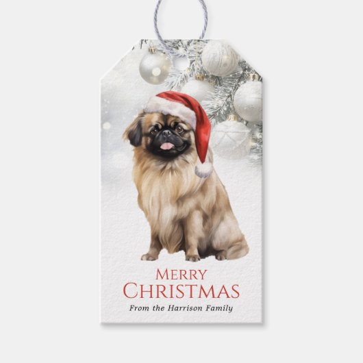 クリスマスの北京犬ギフトタグ ギフトタグ (正面)