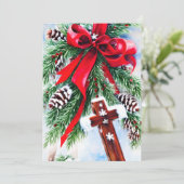 クリスマスの十字架と弓の予算 シーズンカード (スタンド正面)