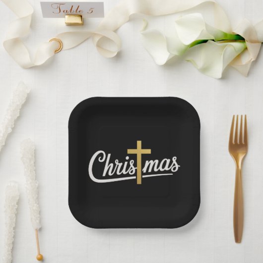 クリスマスの十字架の家族お揃い イエスキリスト ギフトアイデア ペーパープレート (ウェディング)