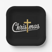 クリスマスの十字架の家族お揃い イエスキリスト ギフトアイデア ペーパープレート (正面)