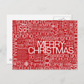 クリスマスの単語のコラージュ シーズンポストカード (正面/裏面)