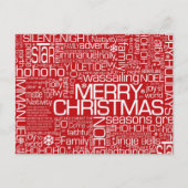 クリスマスの単語のコラージュ シーズンポストカード (正面)