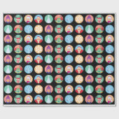 クリスマスの友人のドット・パターン(黒) ラッピングペーパー (フラット)