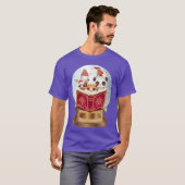 クリスマスの友達のスノーグローブの中で動物が本を読む Tシャツ (正面フル)
