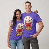 クリスマスの友達のスノーグローブの中で動物が本を読む Tシャツ (ユニセックス)