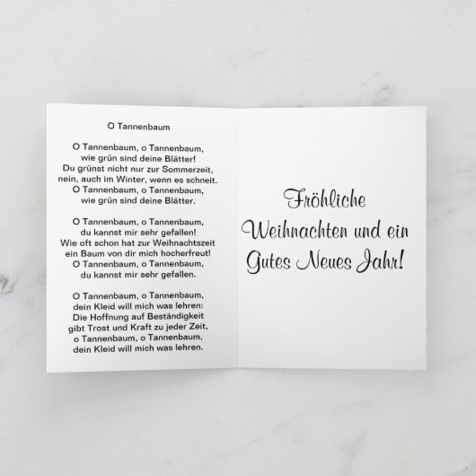 クリスマスの叙情詩とのドイツのクリスマスの挨拶 シーズンカード (内部)