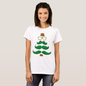 クリスマスの口ひげツリー Tシャツ (正面フル)