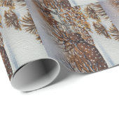 クリスマスの古いカントリーコテージの雪のシーン ラッピングペーパー (ロールコーナー)