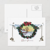 クリスマスの古い古いファッションドクリスマスカード シーズンポストカード (正面/裏面)