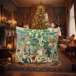 クリスマスの古い時間 フリースブランケット