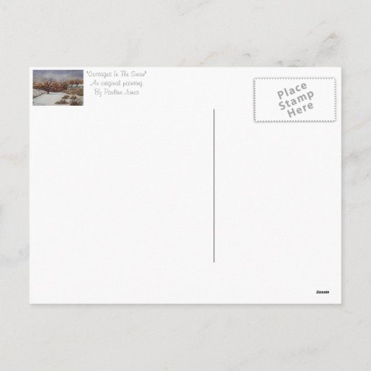 クリスマスの古い田舎のコテージ雪のシーン シーズンポストカード (裏面)