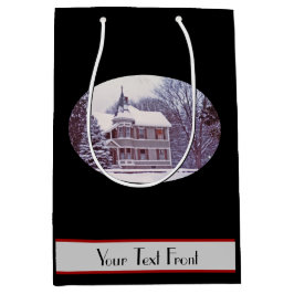 クリスマスの古くビクトリアンな家 ミディアムペーパーバッグ