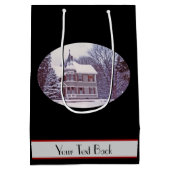 クリスマスの古くビクトリアンな家 ミディアムペーパーバッグ (裏面)