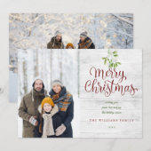 クリスマスの古木のヤドリギ 2枚の写真入り シーズンカード (正面/裏面)