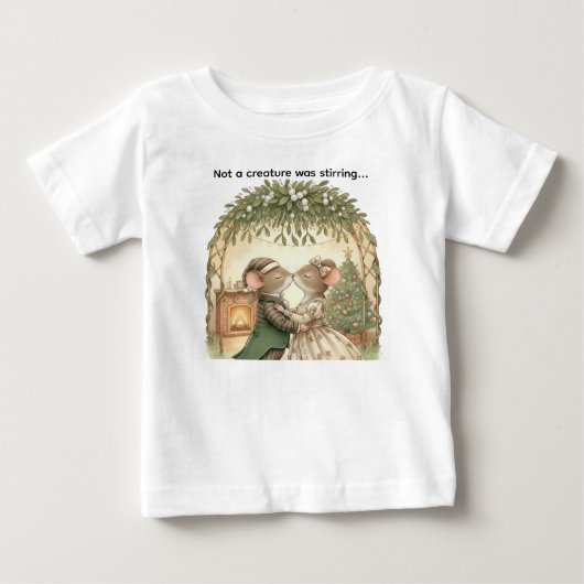クリスマスの可愛いねずみ - Not a Creature was stirring ベビーTシャツ (正面)