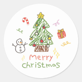 クリスマスの可愛いシール ラウンドシール