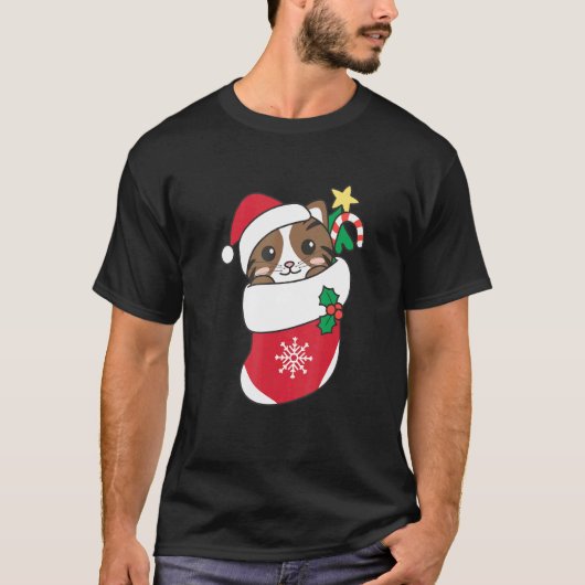 クリスマスの可愛いネコ 6 Tシャツ (正面)