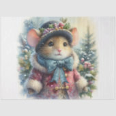 クリスマスの可愛いネズミのデコパージュ 薄葉紙 (正面)