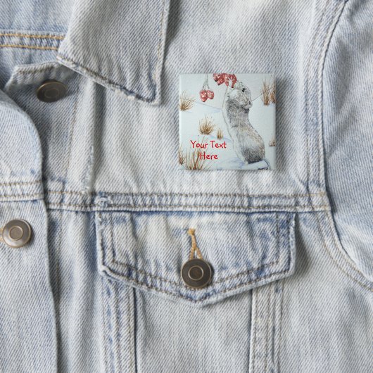 クリスマスの可愛いネズミの野生動物の雪のシーン 缶バッジ (インサイチュ)