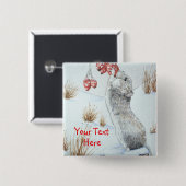 クリスマスの可愛いネズミの野生動物の雪のシーン 缶バッジ (正面&裏面)