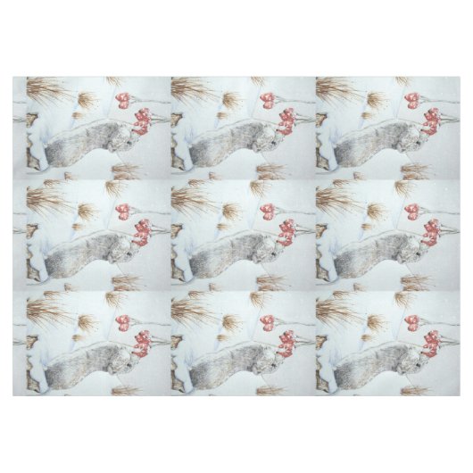 クリスマスの可愛いネズミの雪景色 テーブルクロス (正面(横))