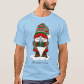 クリスマスの可愛いノーム 赤と緑の冬 Tシャツ (正面)