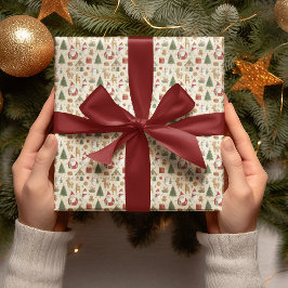クリスマスの可愛いパターン | ホリデーギフト包装紙 ラッピングペーパー