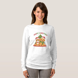 クリスマスの可愛いペットフレンド Tシャツ