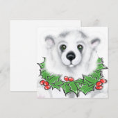 クリスマスの可愛いホッキョクグマの子熊、サンタベアの子熊 招待状 (正面/裏面)